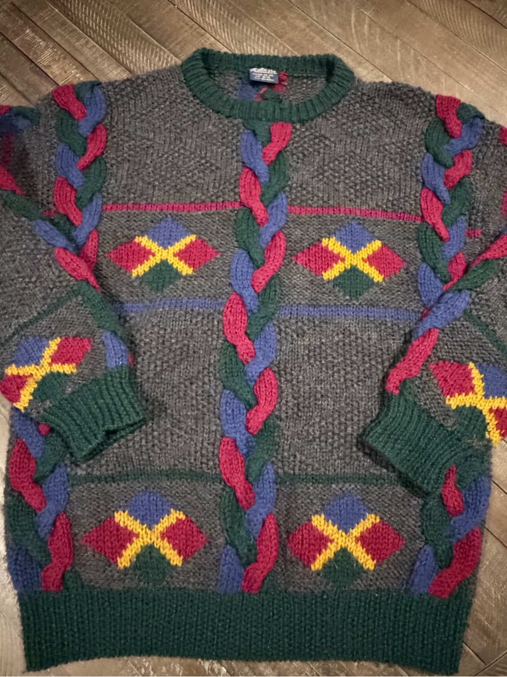Vintage Rallazzi 100% Wool Cable Knit Sweater Men’s M